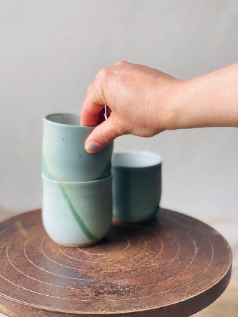 Mona Cup - Sea Green & White