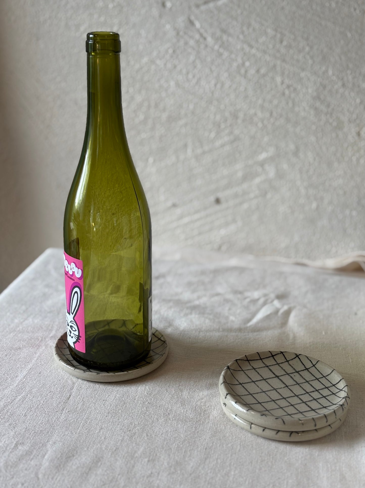 Wine Bottle Coaster - Checkered