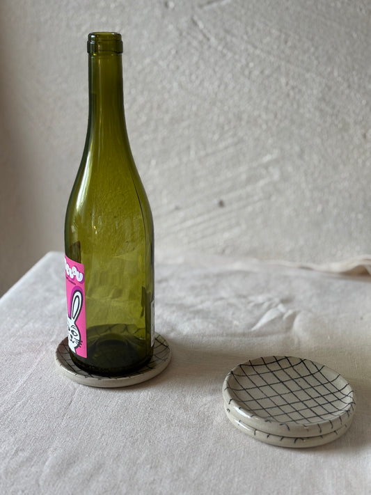 Wine Bottle Coaster - Checkered