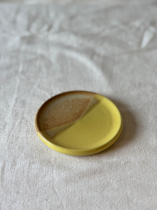 Wine Bottle Coaster - Yellow & Cork