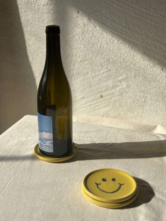 Wine Bottle Coaster - Smiley