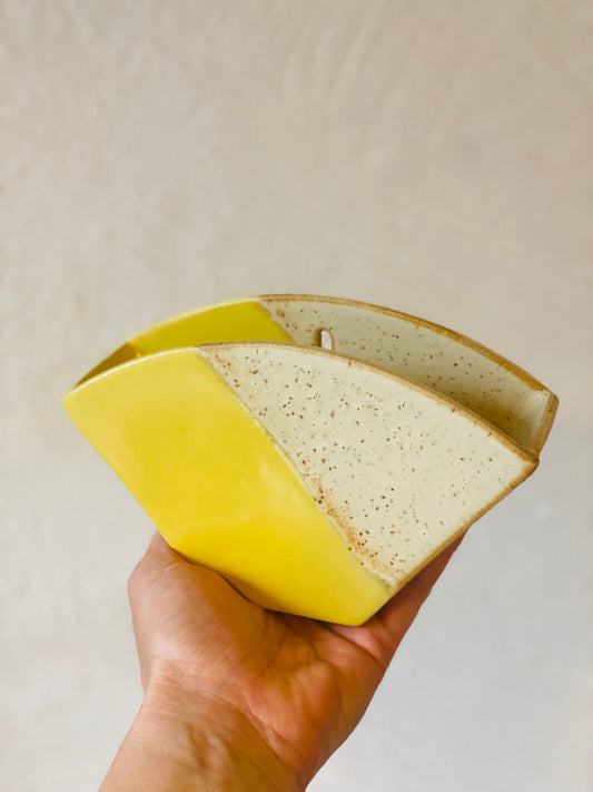 Coffee Filter Holder - Yellow & Cork