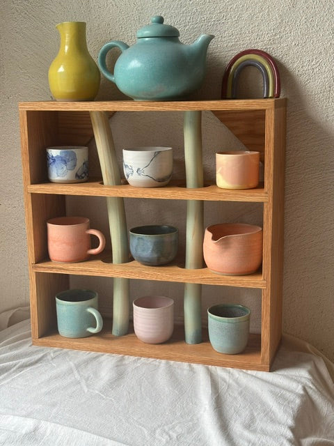Cup Shelf - Oak and Sea Green