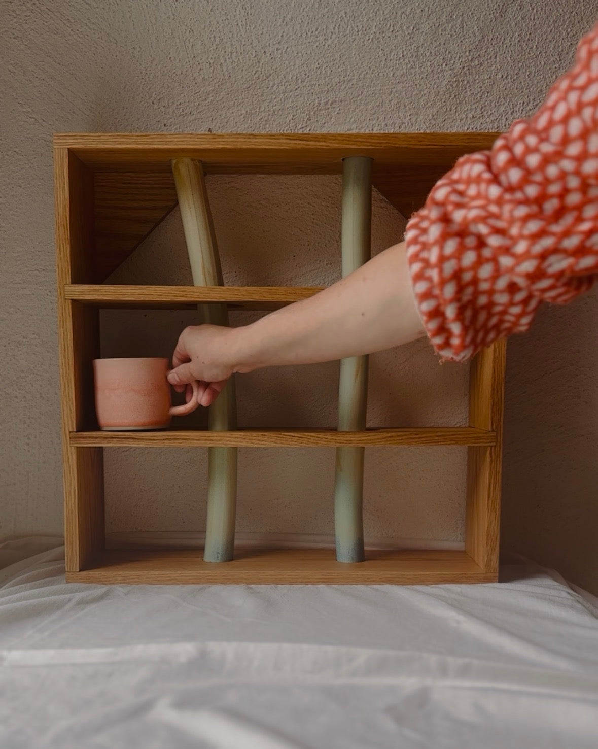 Cup Shelf - Oak and Sea Green