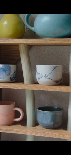 Cup Shelf - Oak and Sea Green