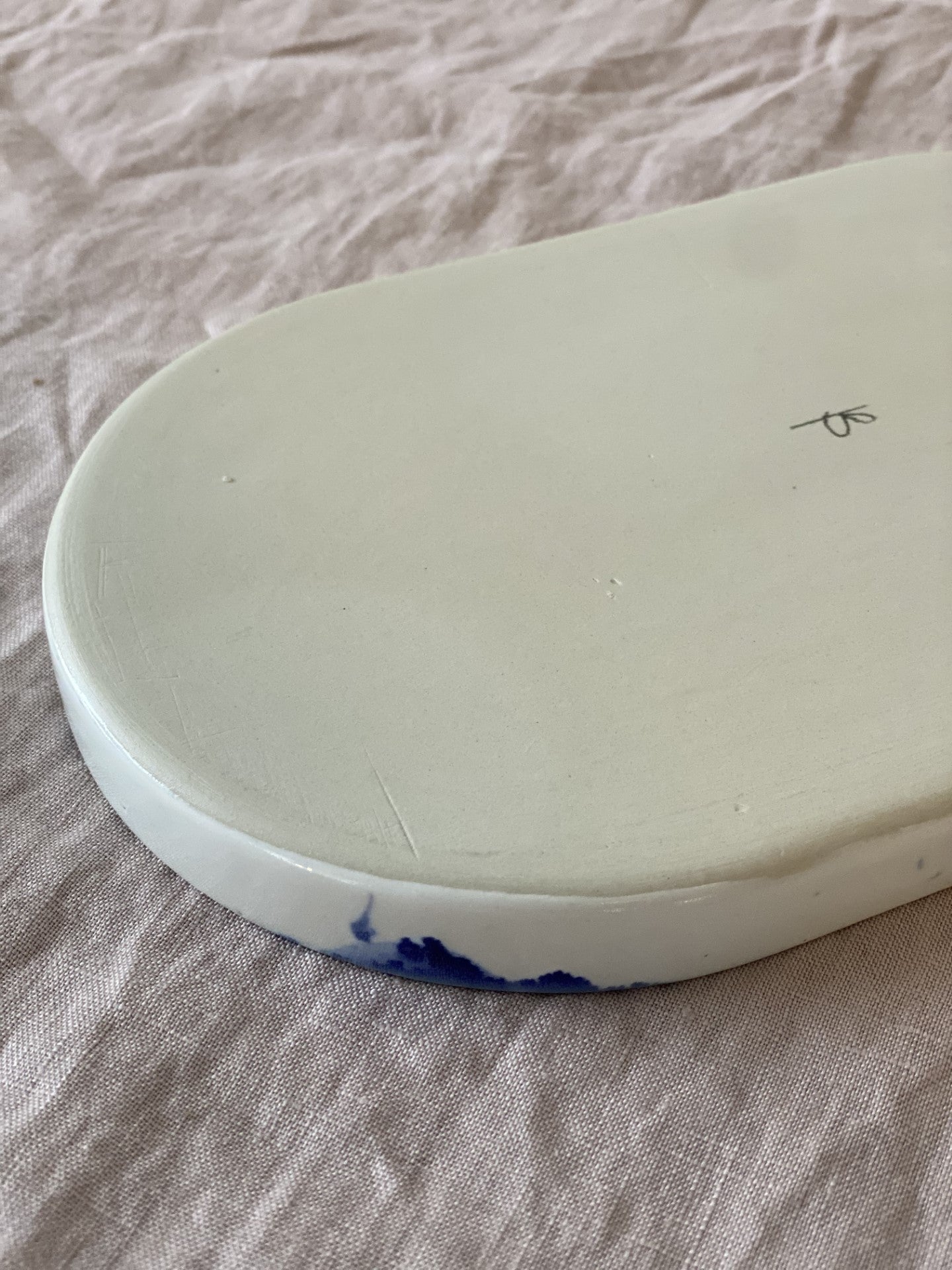 Oval Plate - Bubbly Blue
