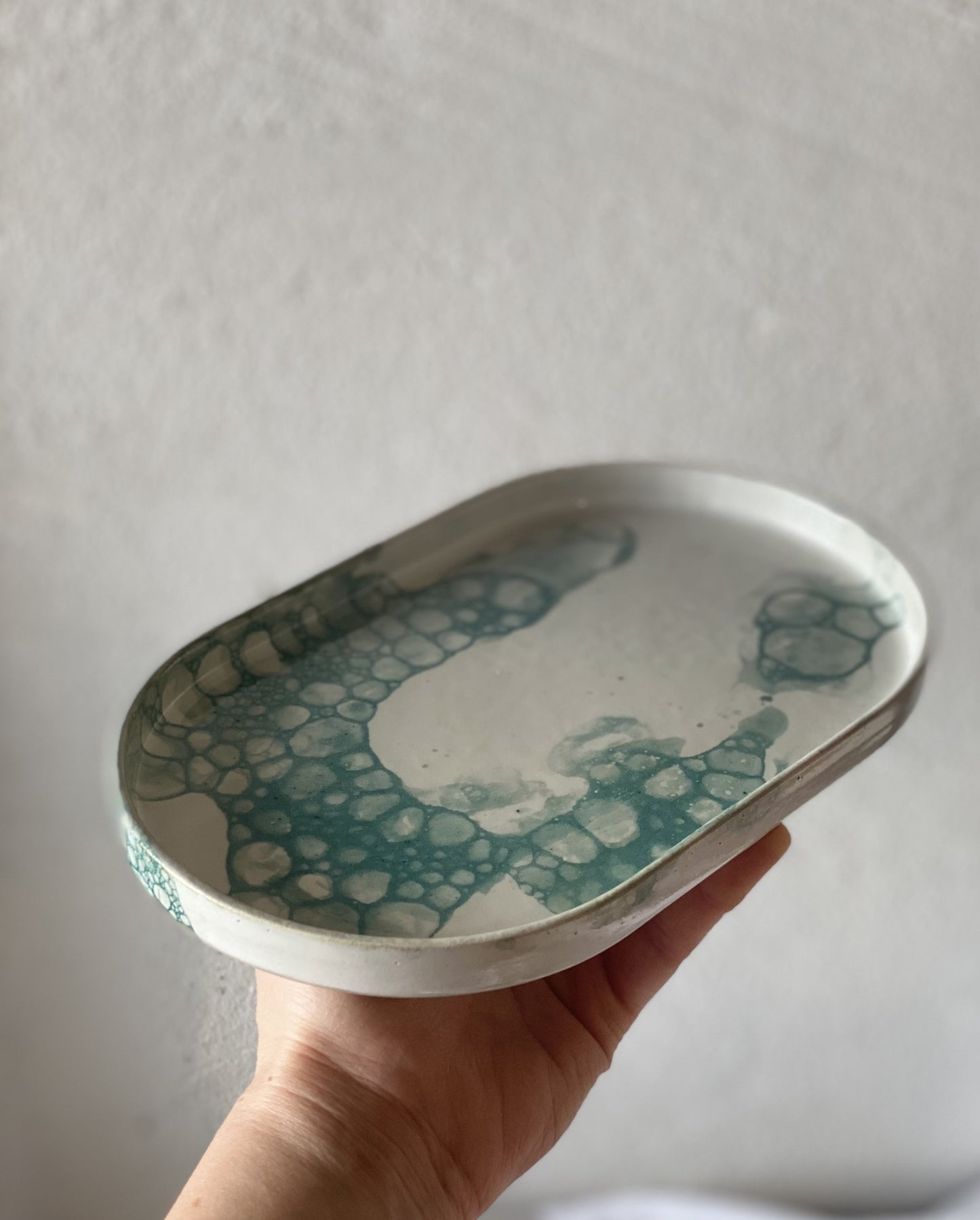 Oval Plate - Bubbly Green