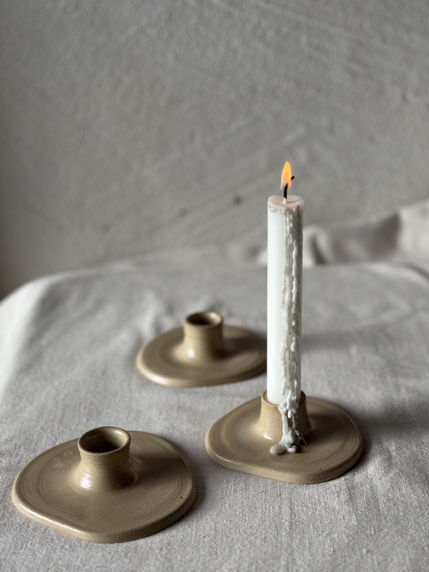 Assymetric Candle Holder - Marbled Sand