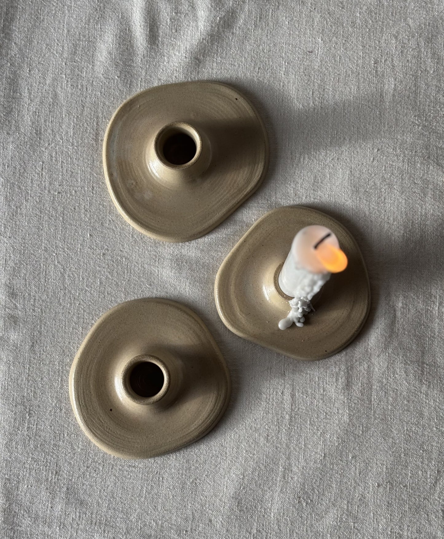 Assymetric Candle Holder - Marbled Sand