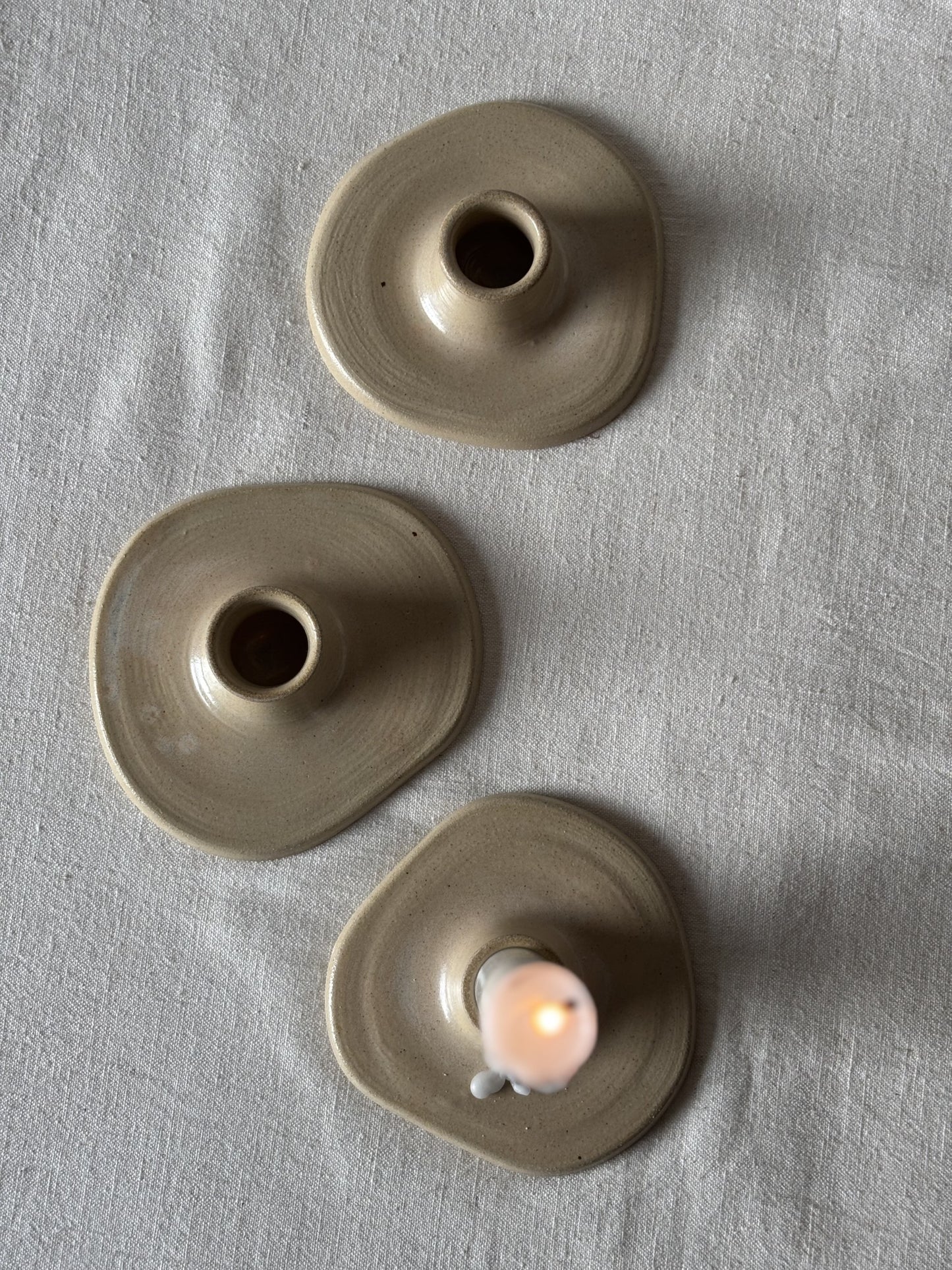 Assymetric Candle Holder - Marbled Sand