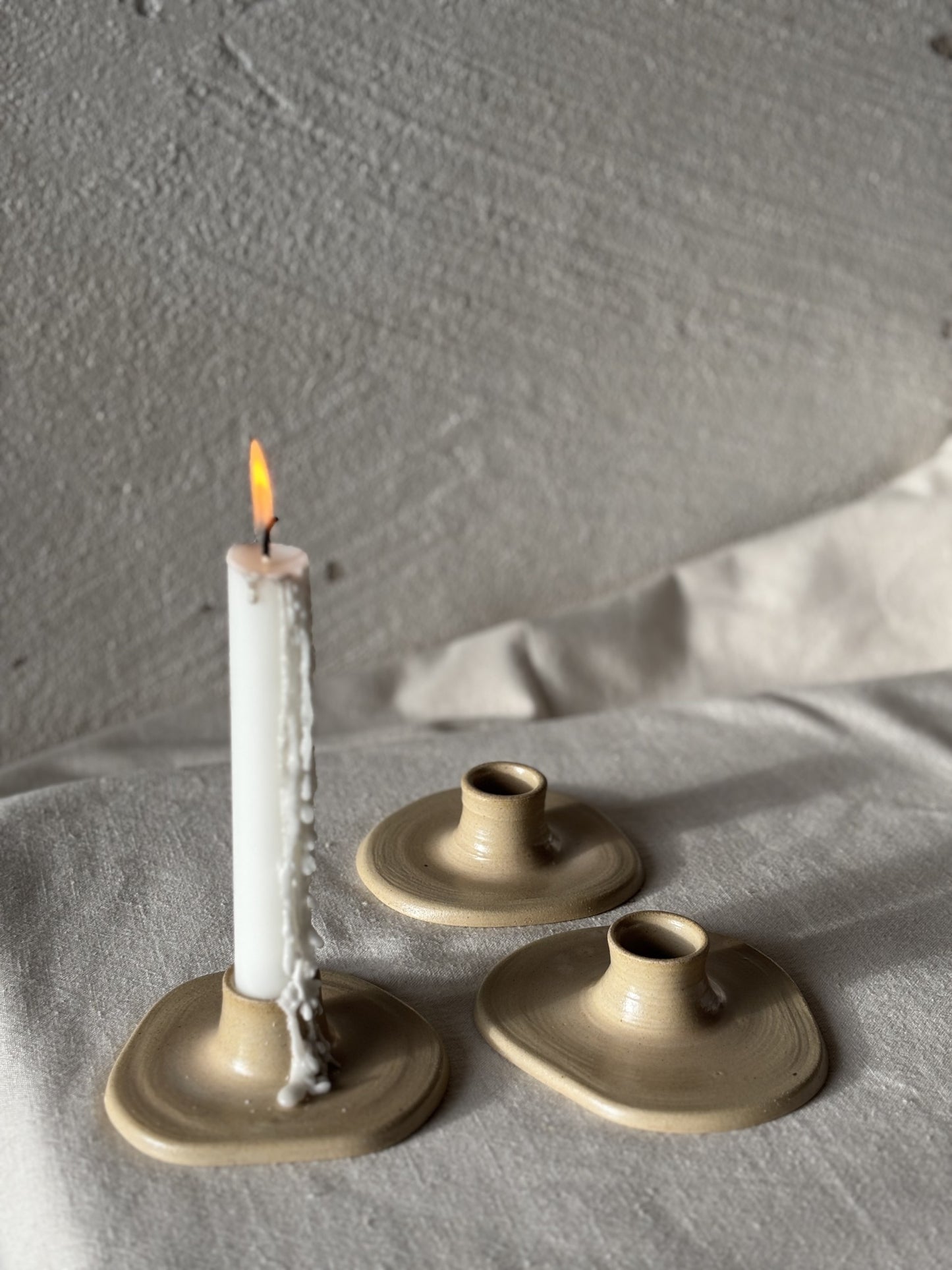 Assymetric Candle Holder - Marbled Sand