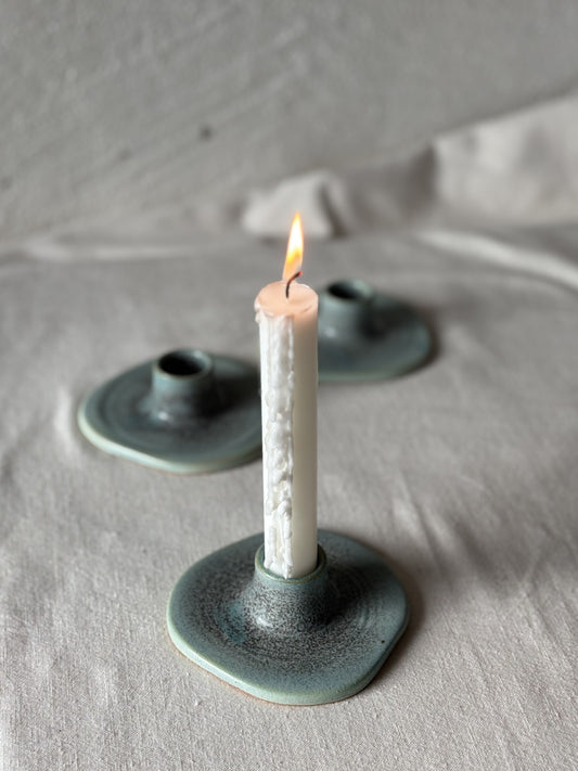 Assymetric Candle Holder - Sea Green