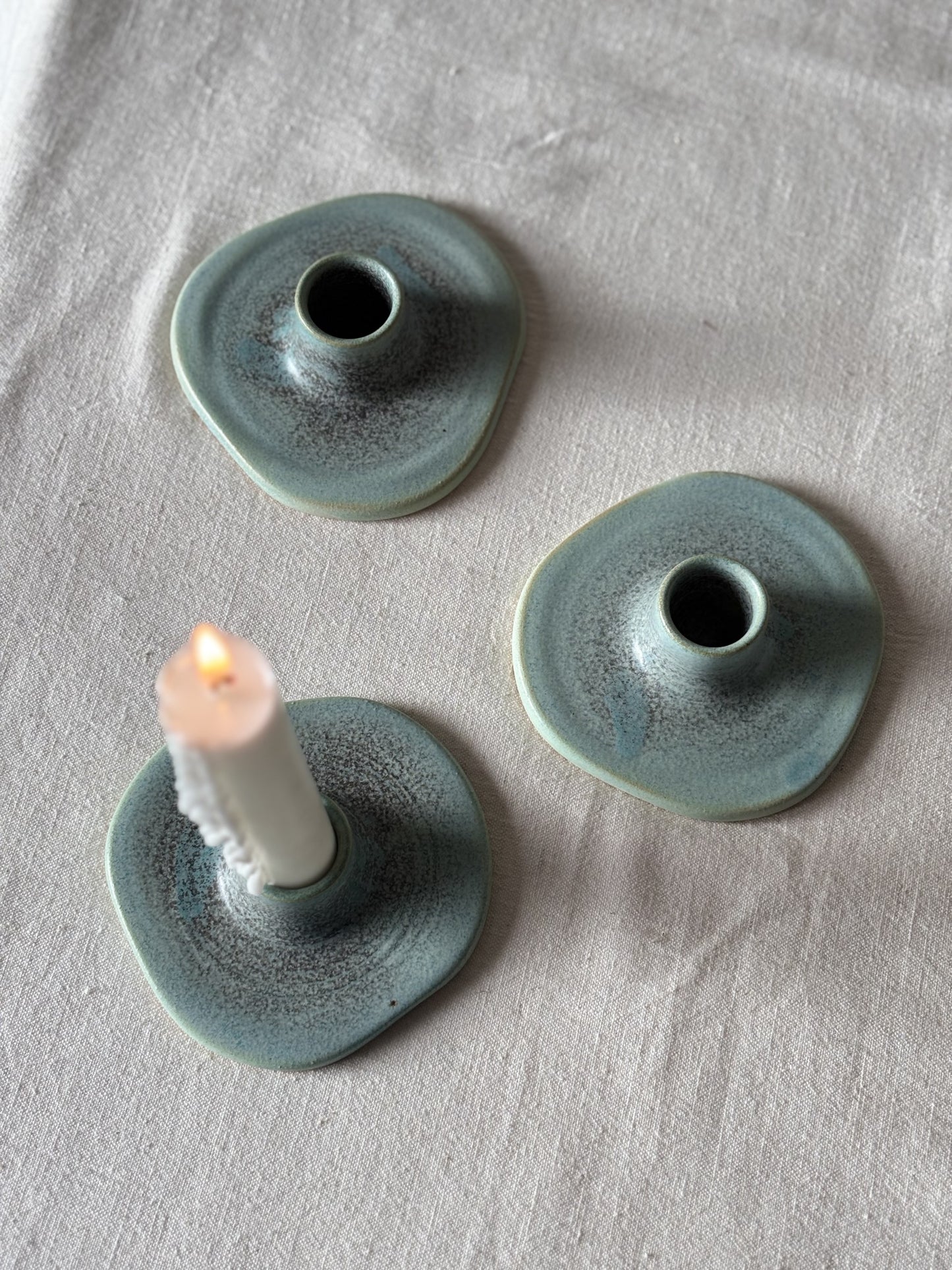 Assymetric Candle Holder - Sea Green