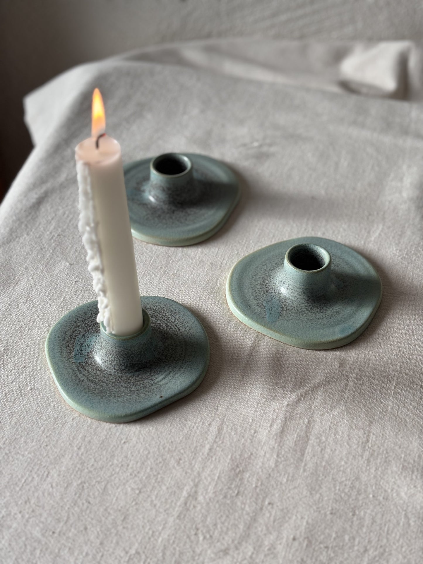 Assymetric Candle Holder - Sea Green