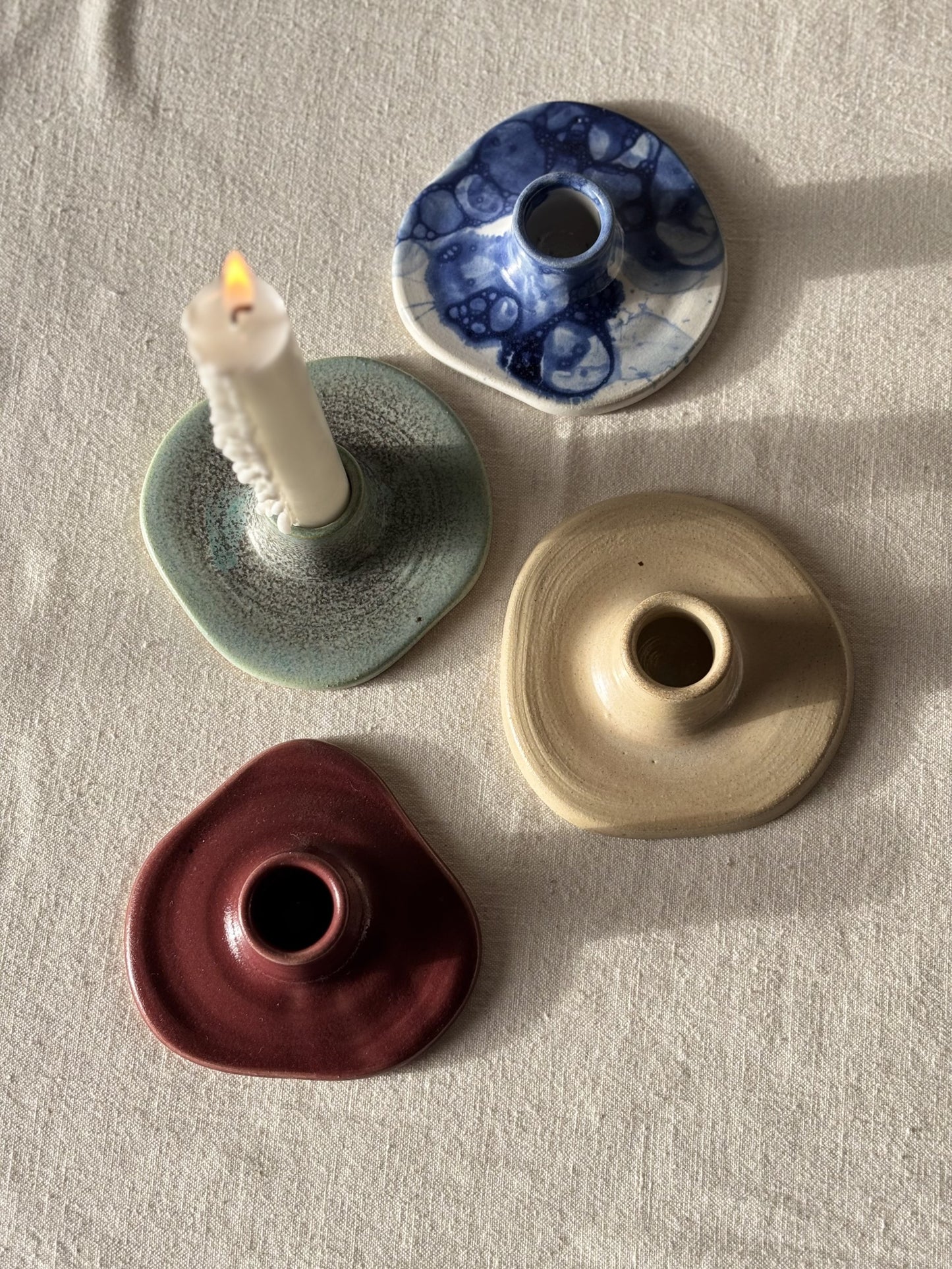 Assymetric Candle Holder - Cranberry