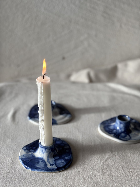 Assymetric Candle Holder - Bubbly Blue