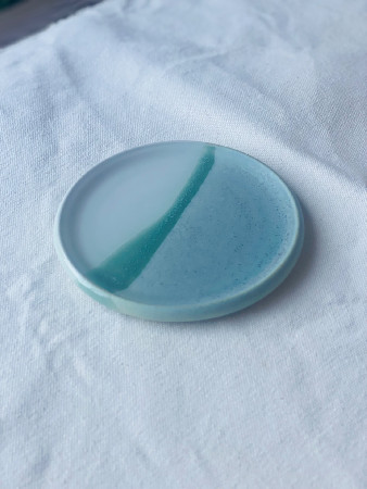 Wine Bottle Coaster - Sea Green & White