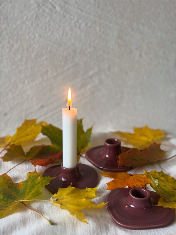 Assymetric Candle Holder - Cranberry