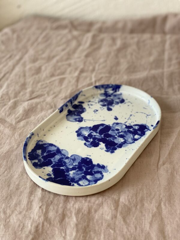 Oval Plate - Bubbly Blue