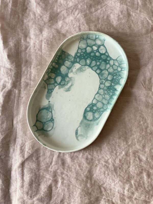 Oval Plate - Bubbly Green
