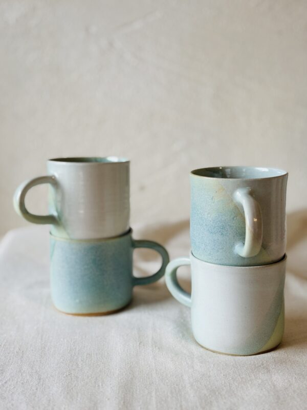 Handy Cup with handle - Sea Green & White